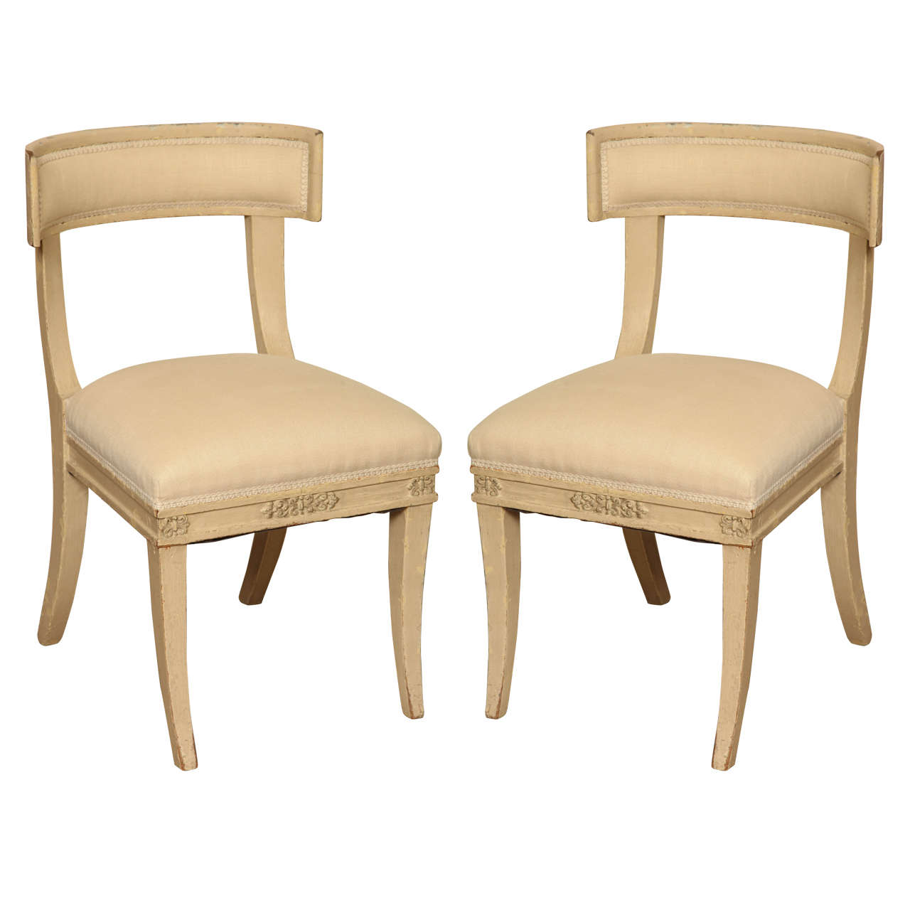 Pair of Painted Klismos Side Chairs, circa 1940 For Sale