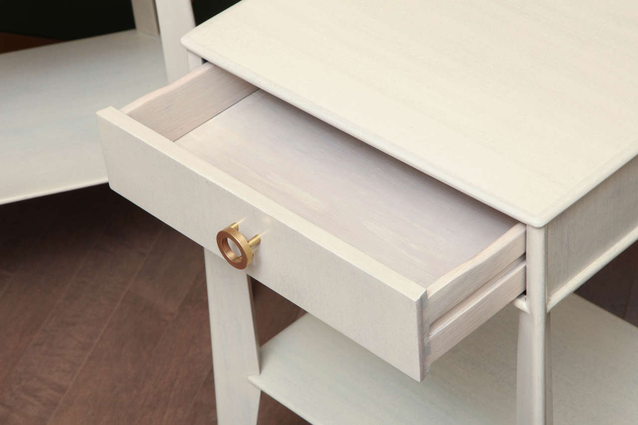 Pair of White Washed Bedside Tables, circa 1950 1