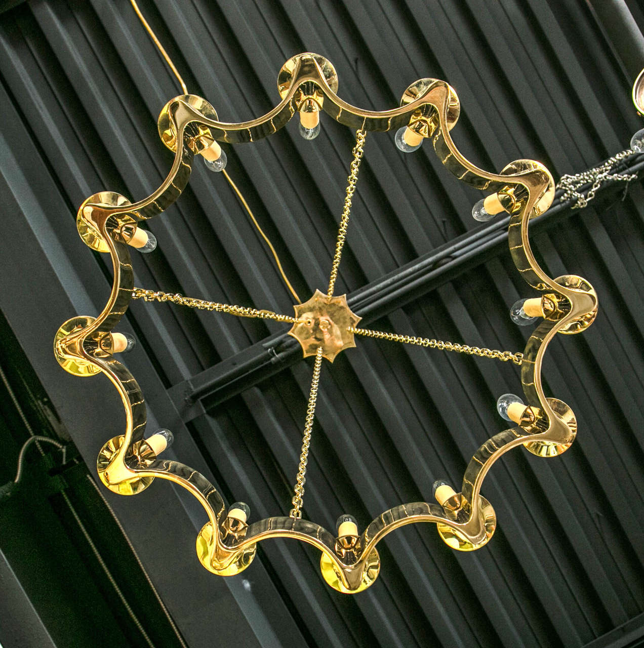 Mid-20th Century Mid-Century Brass Chandelier, circa 1940s For Sale