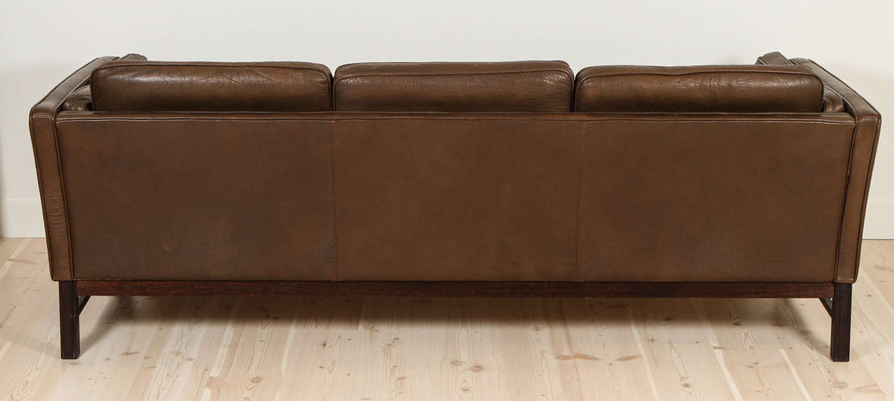 Leather Sofa with Rosewood Base in the Style of Børge Mogensen 2