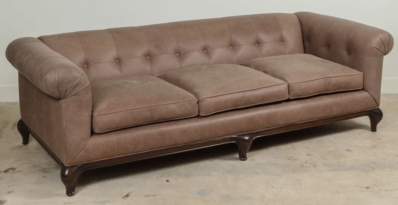 Leather sofa by Monteverdi-Young of Beverly Hills. Newly upholstered.