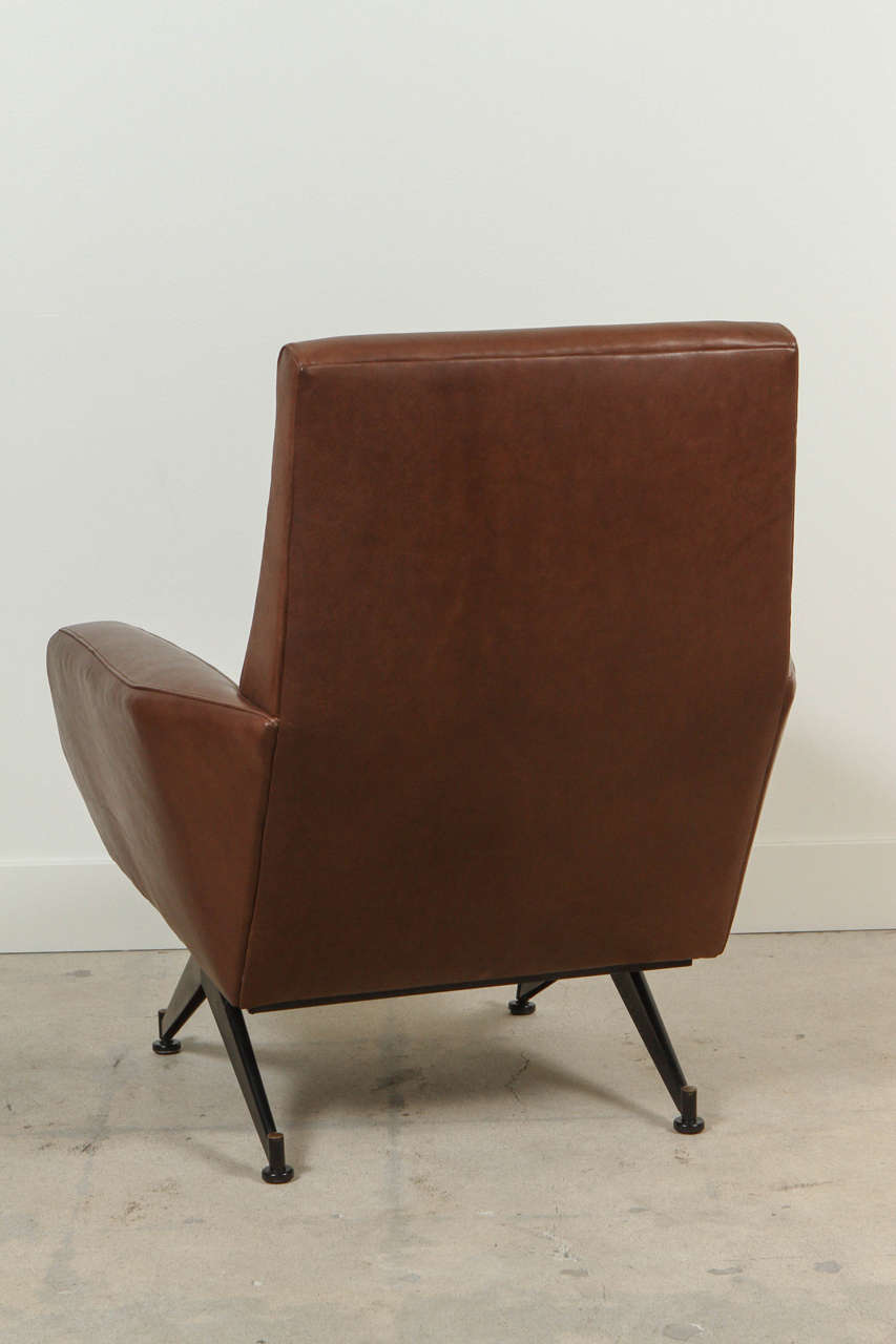Mid-20th Century Pair of Italian Leather Chairs in the Style of Arflex