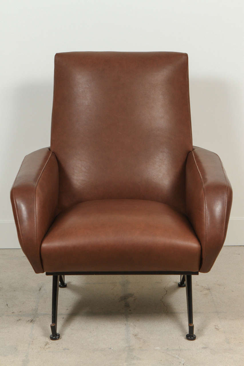 Pair of Italian Leather Chairs in the Style of Arflex 1