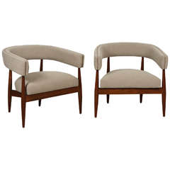 Pair of Barrel Chairs in Belgian Cashmere