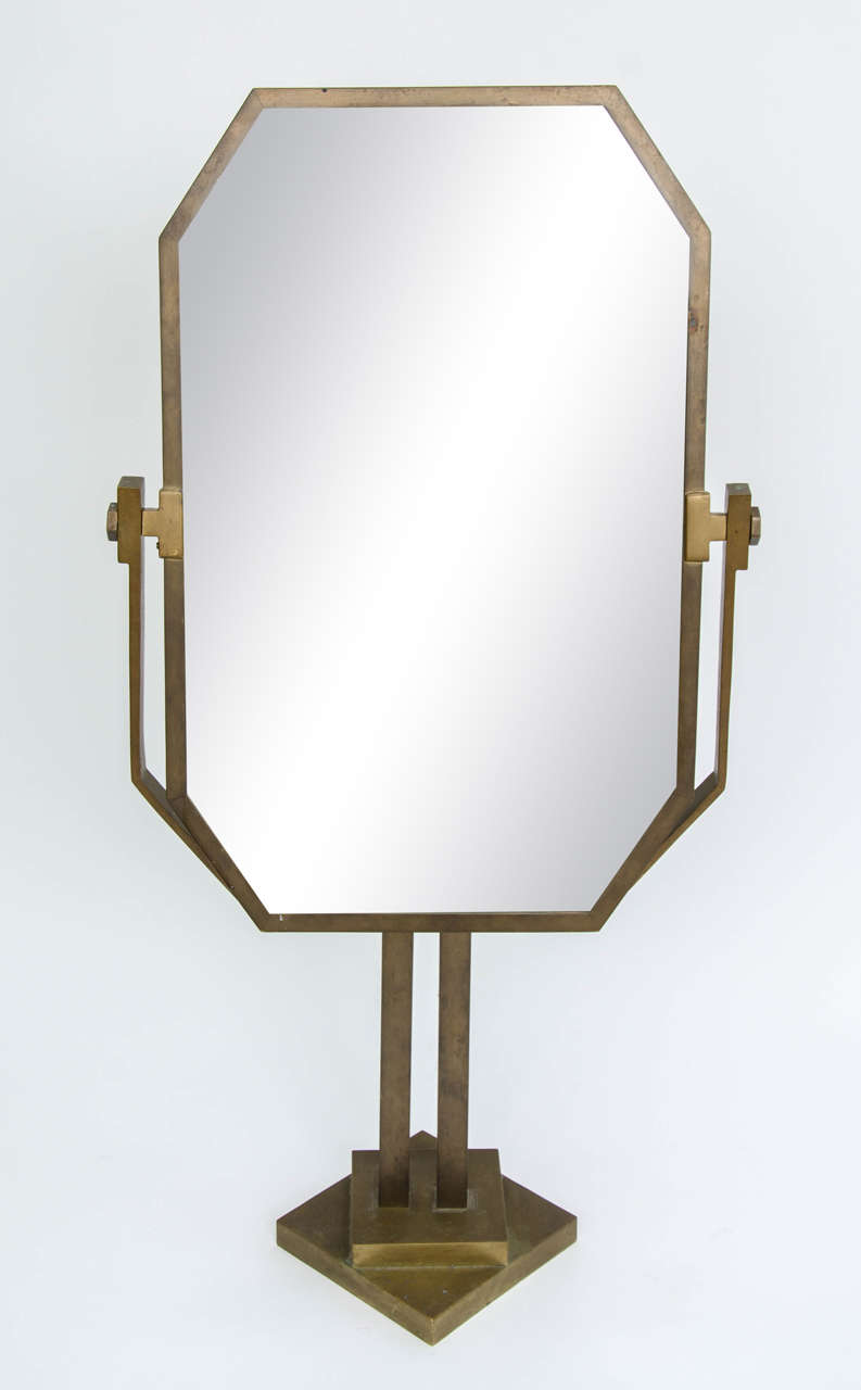 Bronze Art Deco Vanity Mirror, France 1940s