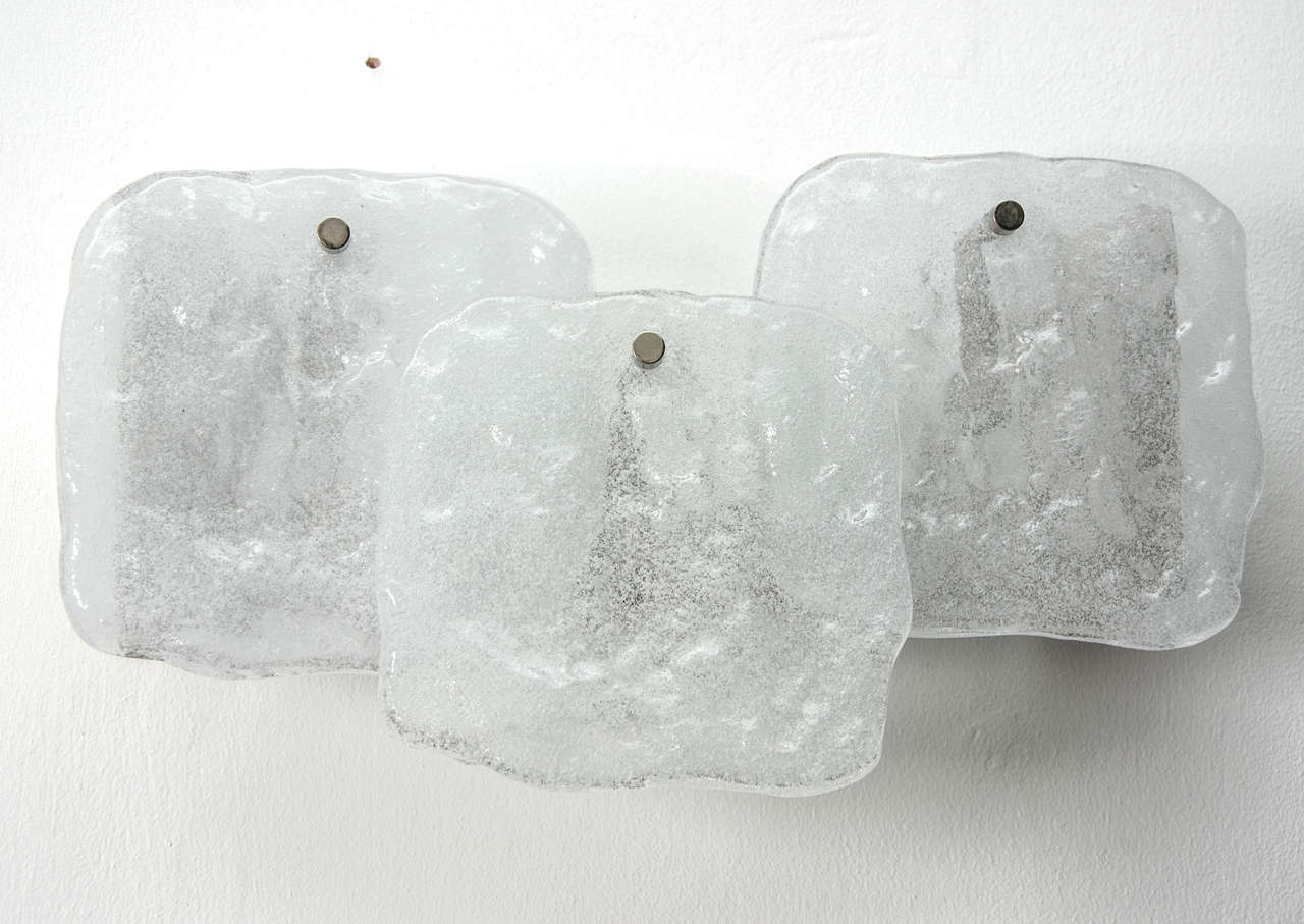 Pair of Ice Glass Sconces by Kalmar, Austria 1960s In Excellent Condition In London, GB