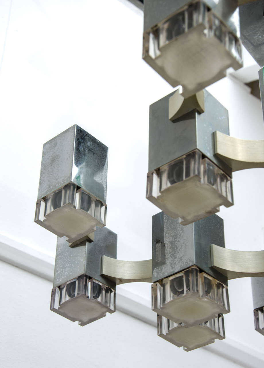 20th Century Extra-Large Cubic Chandelier by Sciolari, Italy 1960s