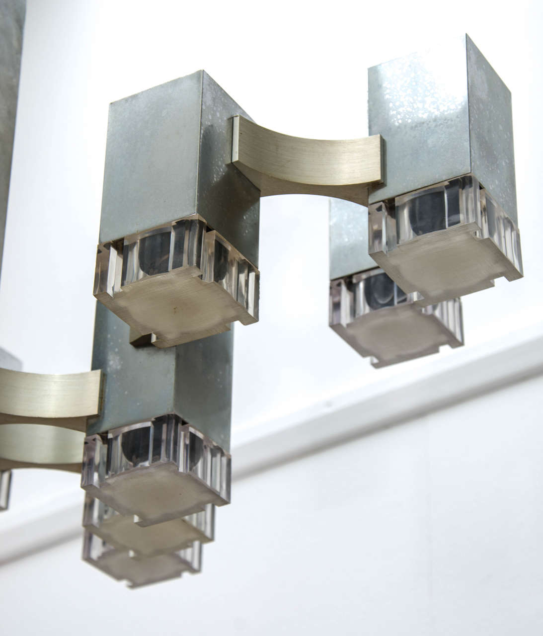 Chrome Extra-Large Cubic Chandelier by Sciolari, Italy 1960s