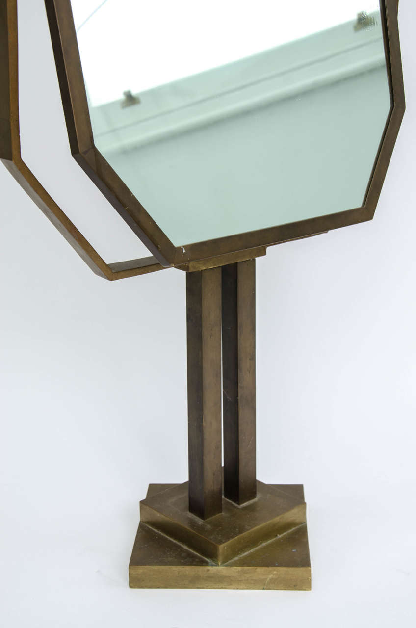 Bronze Art Deco Vanity Mirror, France 1940s at 1stDibs