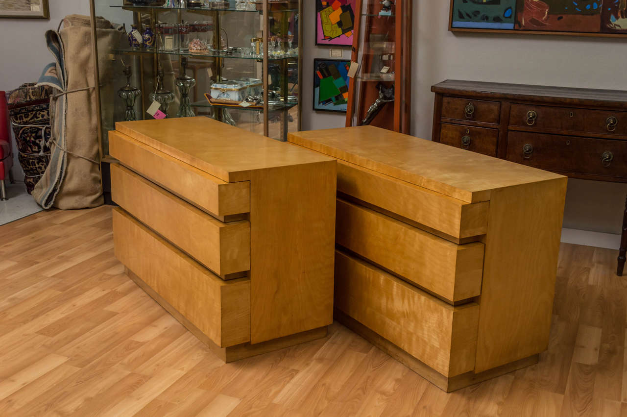 Mid-Century Modern Pair of Dan Johnson Style Dressers in Maple