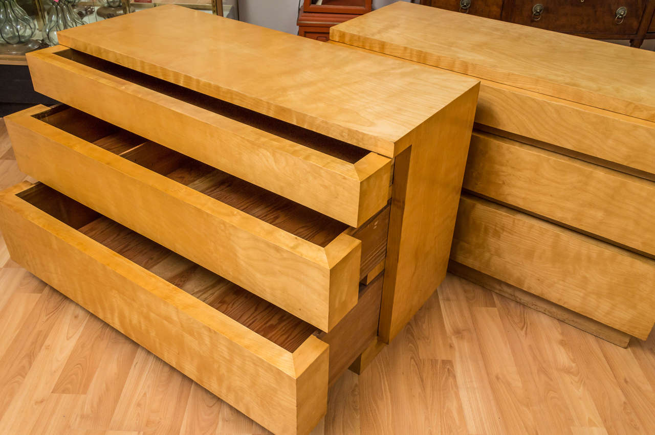 Mid-20th Century Pair of Dan Johnson Style Dressers in Maple