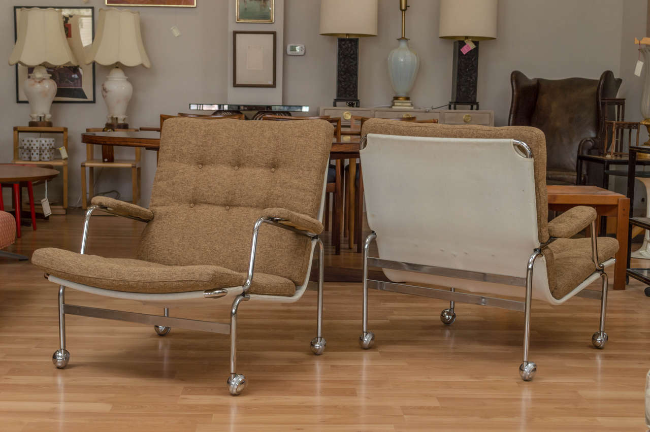 Scandinavian Modern Pair of Bruno Mathsson Karin Lounge Chairs for Dux