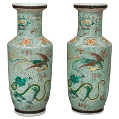 Pair of Tall 19th Century Qing Dynasty Chinese Vases
