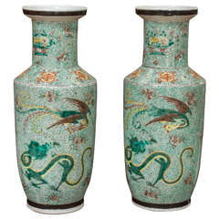 Pair of Tall 19th Century Qing Dynasty Chinese Vases 3