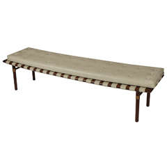 Mid-Century Leather Bench