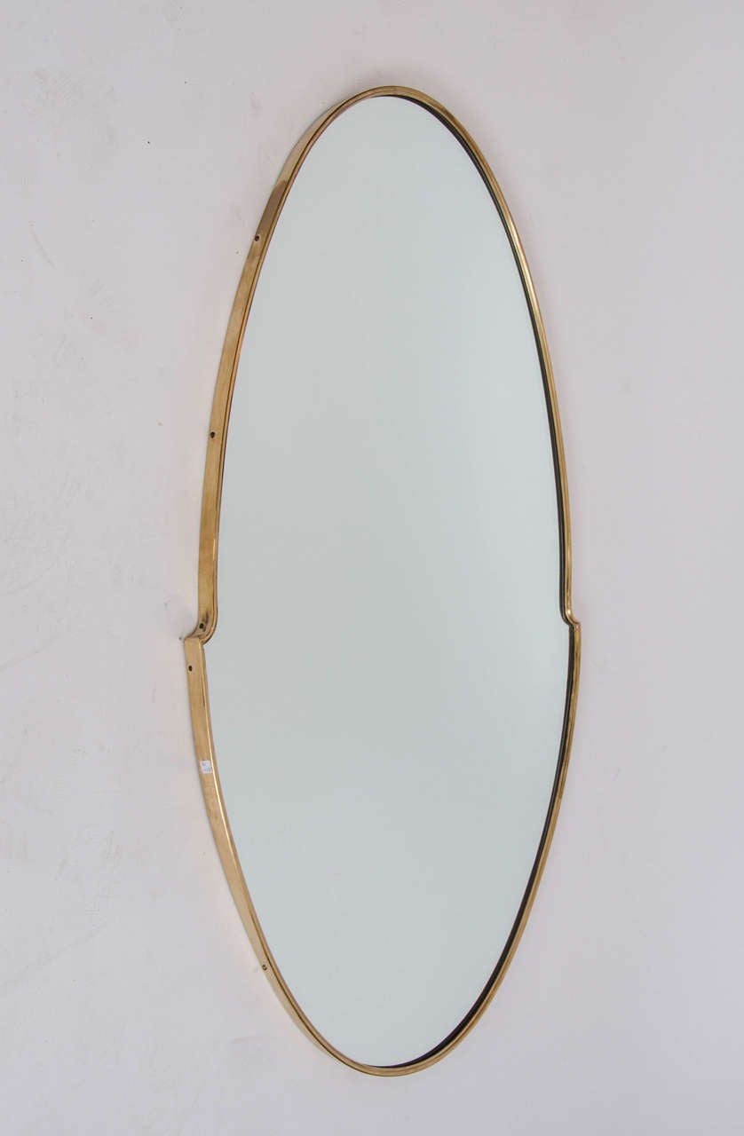 Mid-Century Modern Italian Oval Brass Mirror
