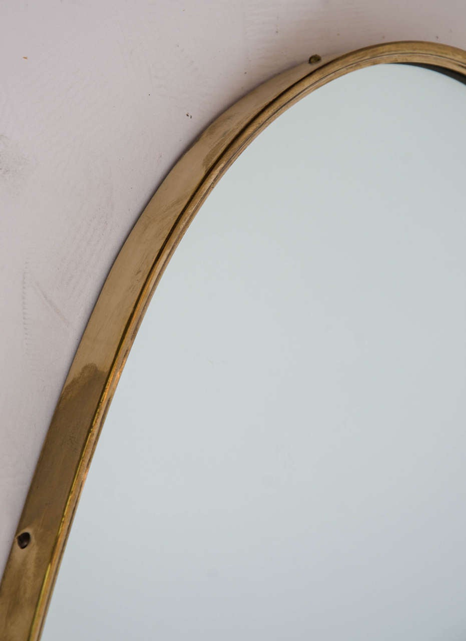Italian Oval Brass Mirror In Good Condition In London, GB
