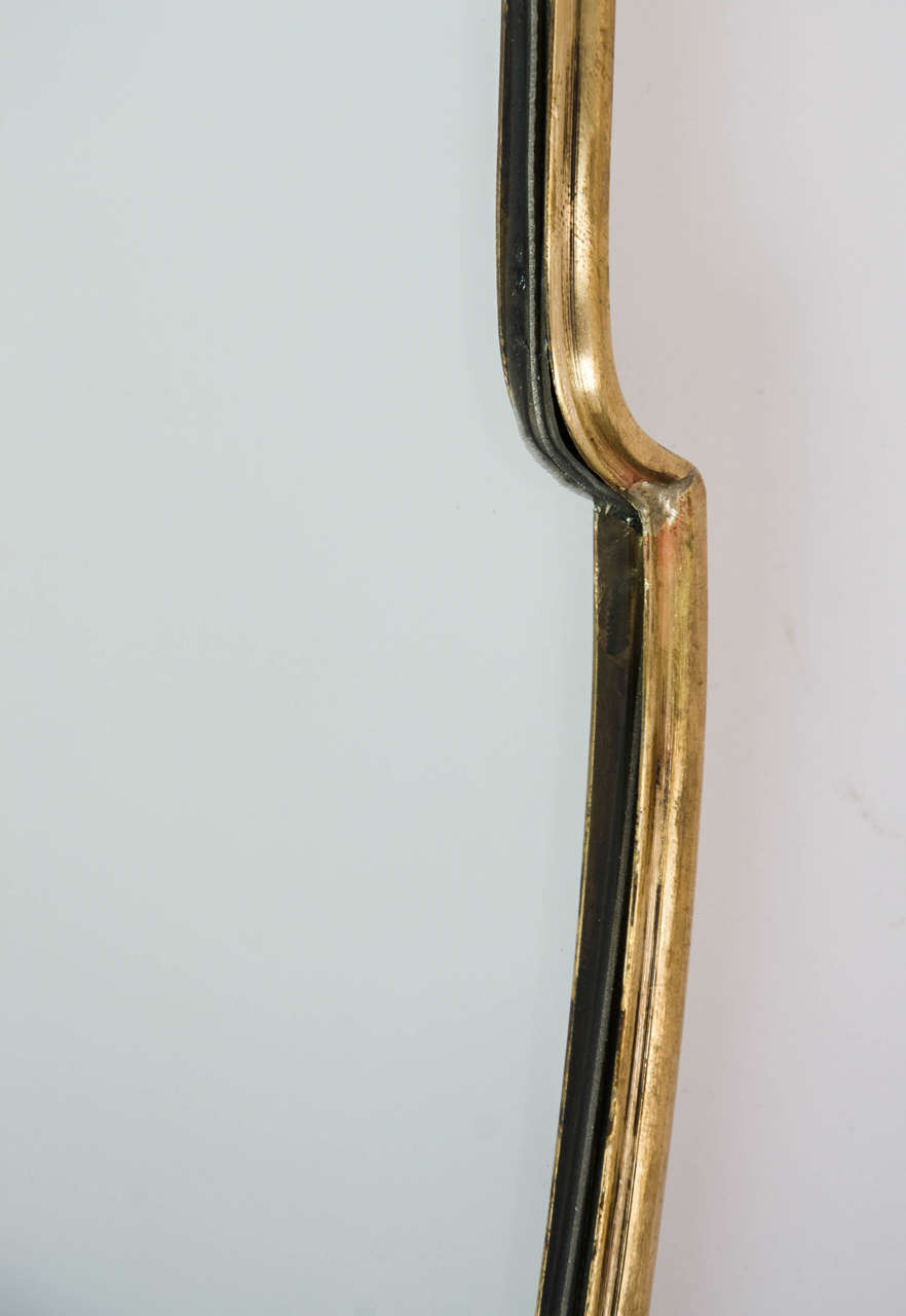 Mid-20th Century Italian Oval Brass Mirror