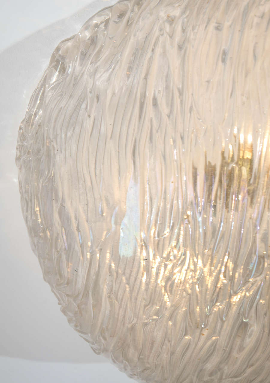 Italian Flush Mount Glass Venini Chandelier by Carlo Scarpa