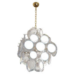 Vistosi Bluewhite Discs Chandelier Sixties
