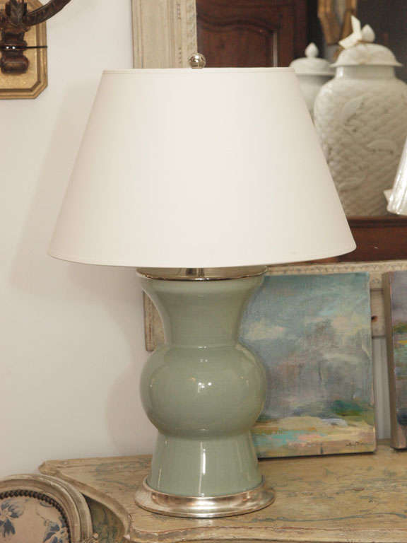 Pair of Lamps in Blue Celadon