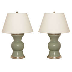 Pair of Lamps in Blue Celadon