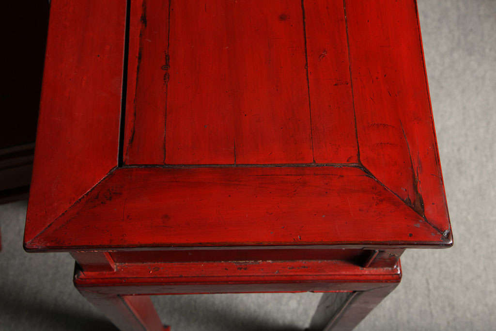 Elm Red Lacquer Three Drawer Desk/Console Table