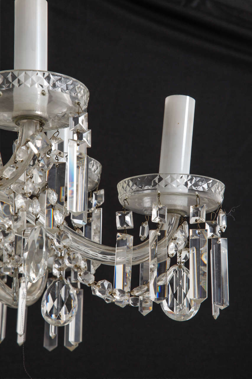 Czech Bohemian Beaded Crystal Two Tiers Chandelier For Sale