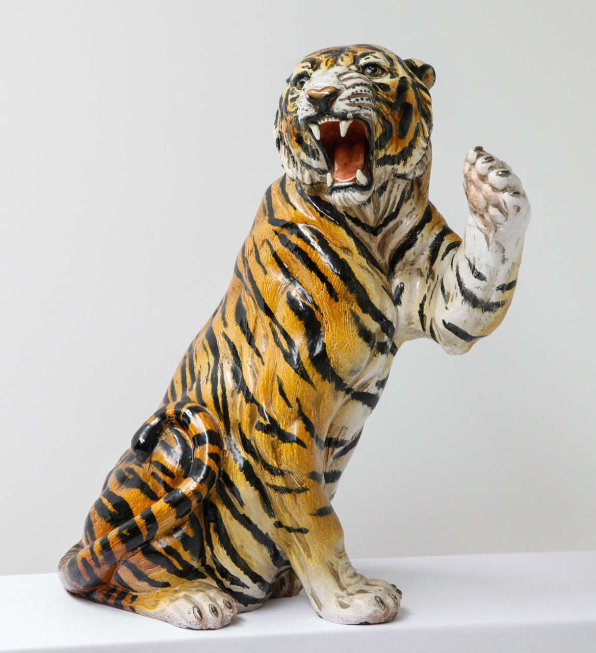 Italian Life Size Ceramic Tiger Statue, 1970s