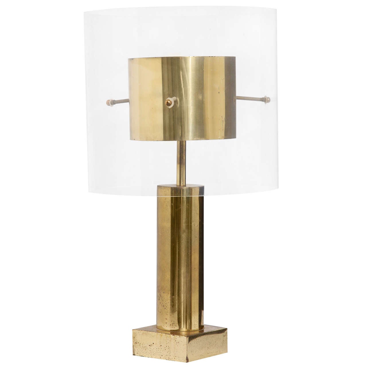 Brass and Lucite Table Lamp, France, 1970s