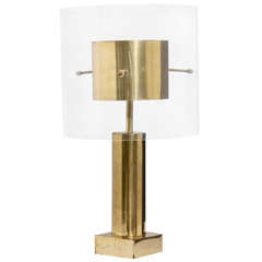Brass and Lucite Table Lamp, France, 1970s 8
