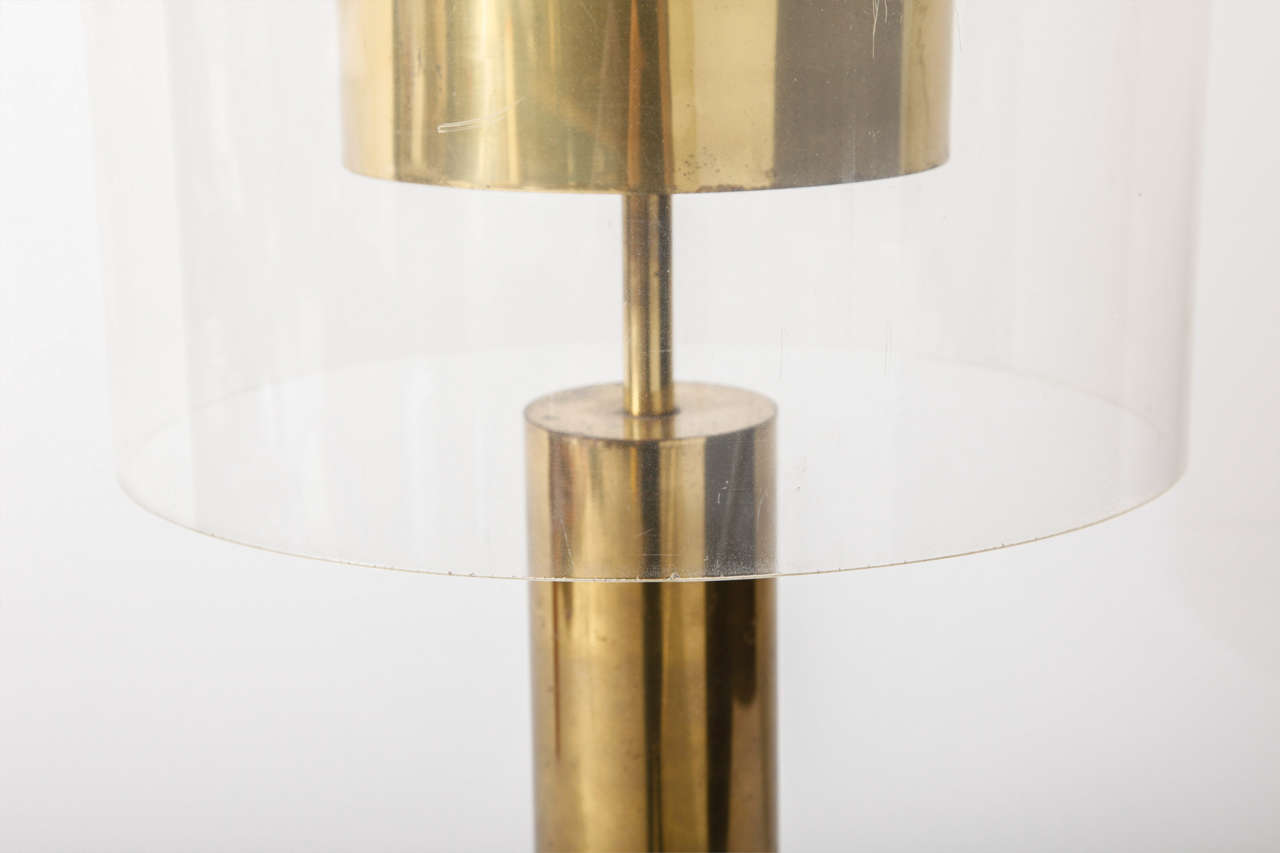 Late 20th Century Brass and Lucite Table Lamp, France, 1970s