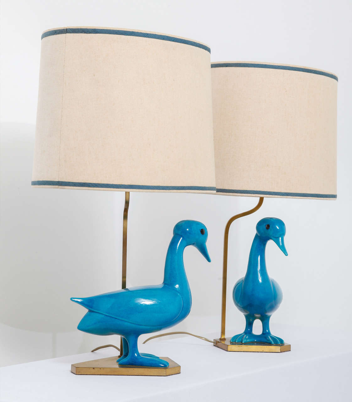 Set of Blue Ceramique Duck Table Lamps 1