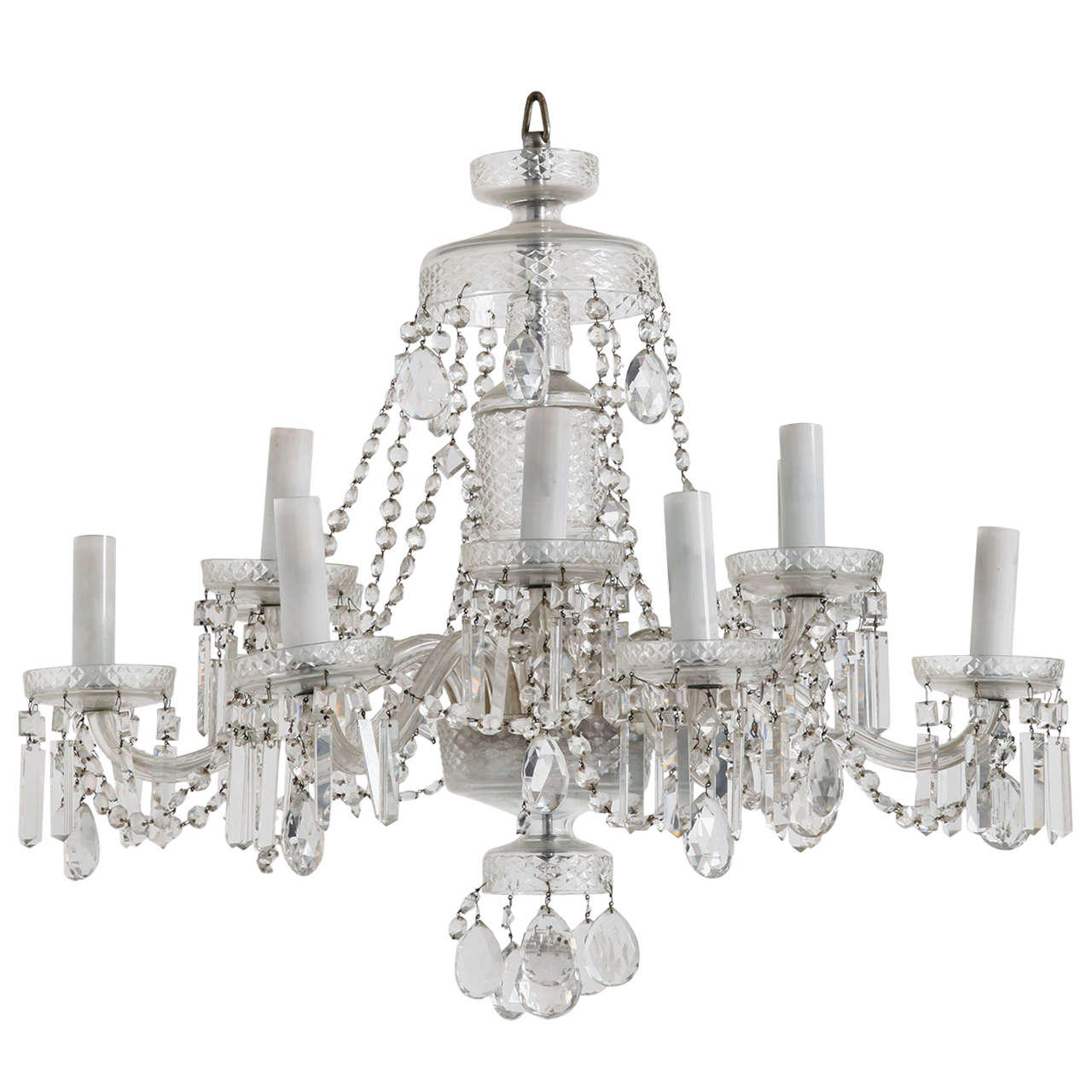 Antique Bohemian HandCut Crystal Blue Chandelier at 1stDibs