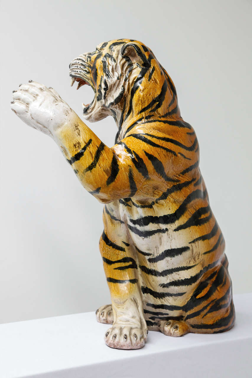 Life Size Ceramic Tiger Statue, 1970s at 1stDibs life size tiger
