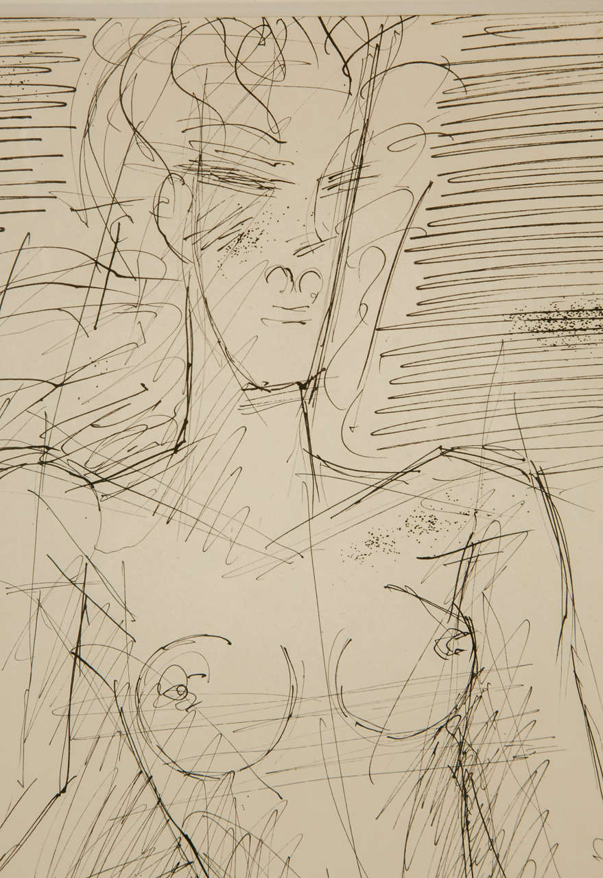 1956 'Femme nue à mi-corps' Drawing by Marcel Gromaire In Excellent Condition For Sale In Paris, FR