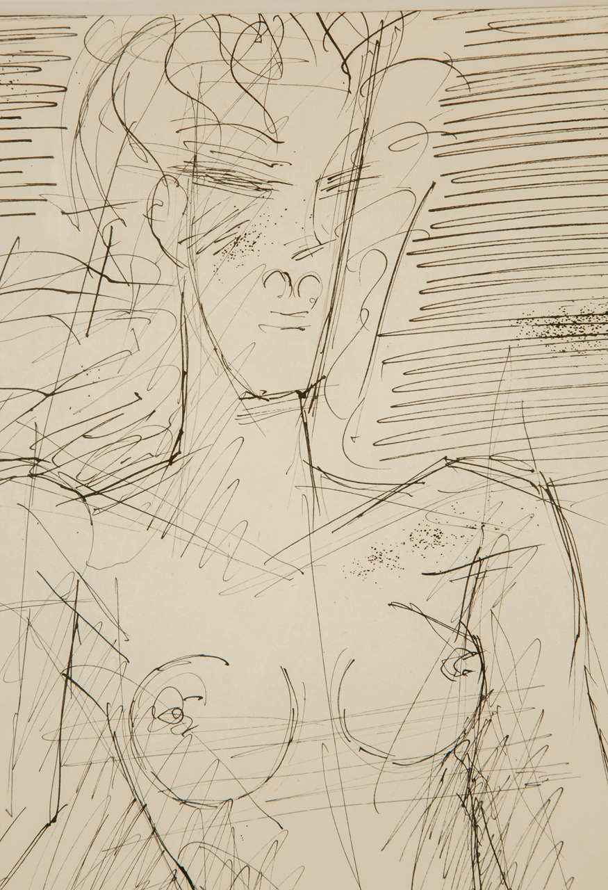 1956 'Femme nue à mi-corps' Drawing by Marcel Gromaire For Sale 1