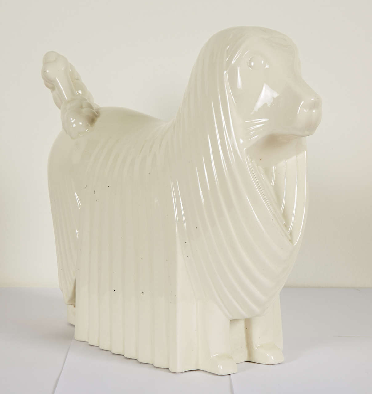 Ceramic Poodle by Adnet, France, Art Deco, circa 1930 In Good Condition In Paris, FR