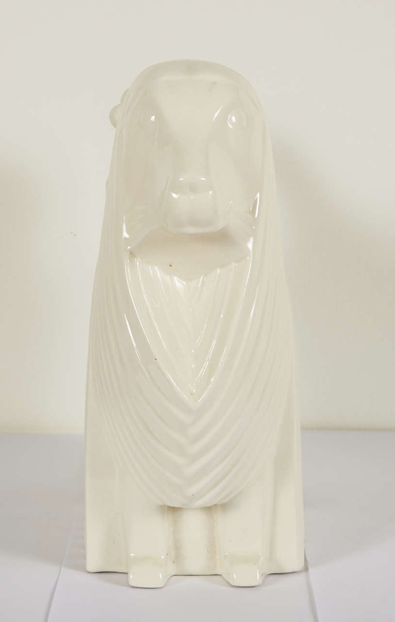 Early 20th Century Ceramic Poodle by Adnet, France, Art Deco, circa 1930
