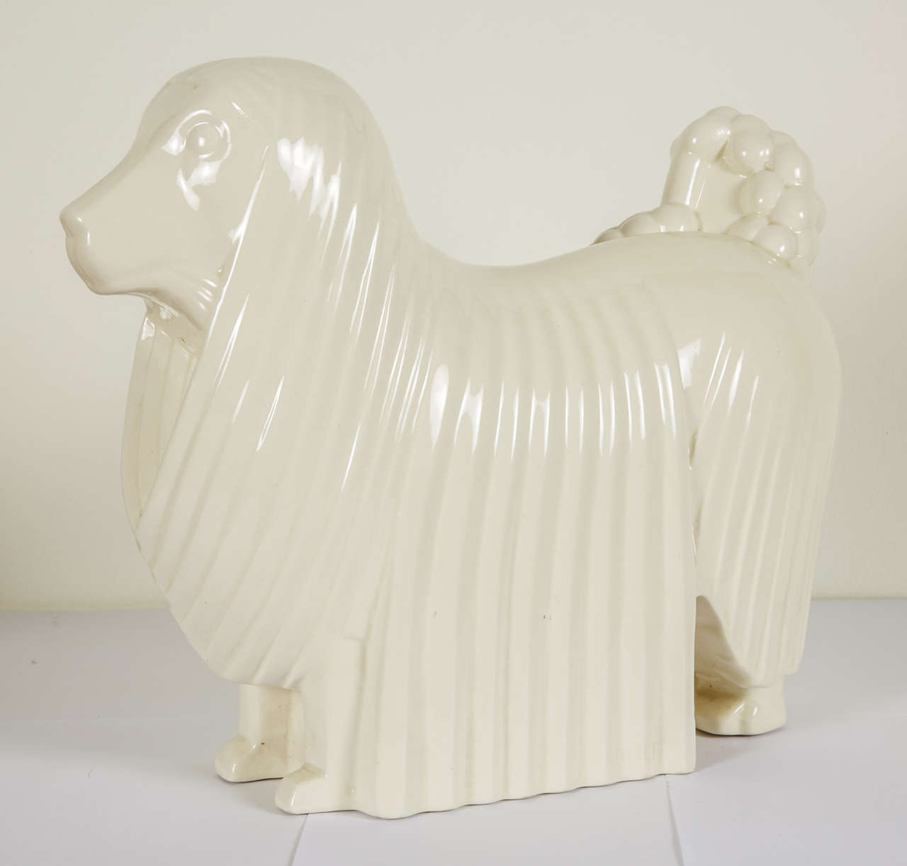 Ceramic Poodle by Adnet, France, Art Deco, circa 1930 1