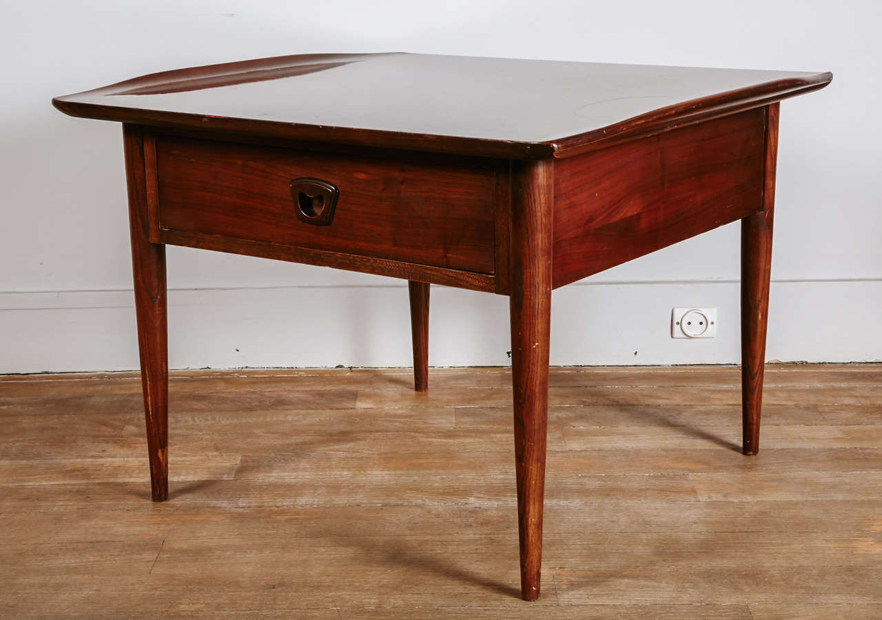 Pair of Walnut Tables with Drawer by Bassett 3