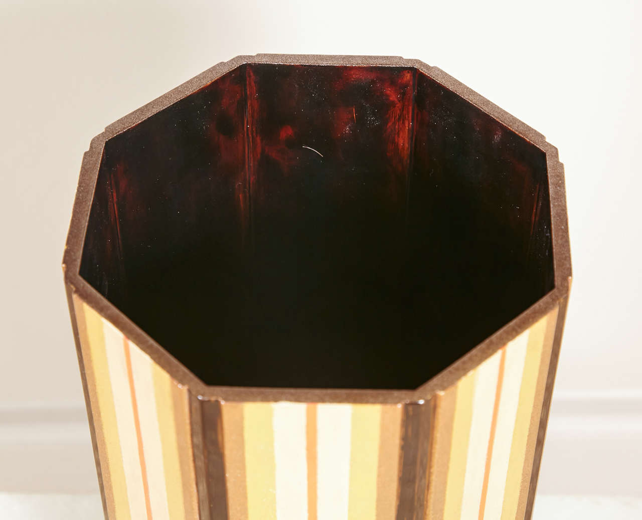 Mid-20th Century Japanese  Lacquer Vase With Stripe Design