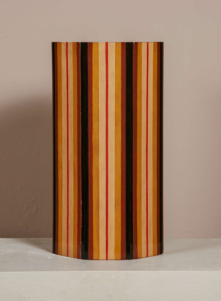 Japanese  Lacquer Vase With Stripe Design 1