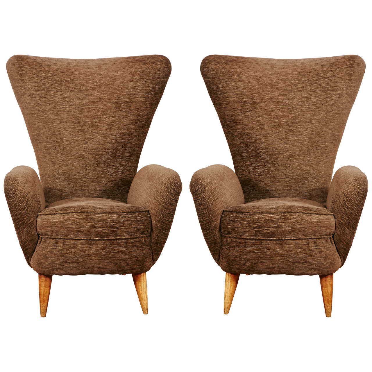 Pair of high armchairs, Italy, 1950's