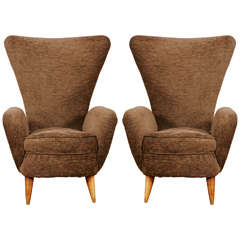 Pair of high armchairs, Italy, 1950's 12