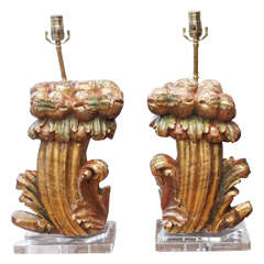 Pair of Large Italian Fragment Lamps