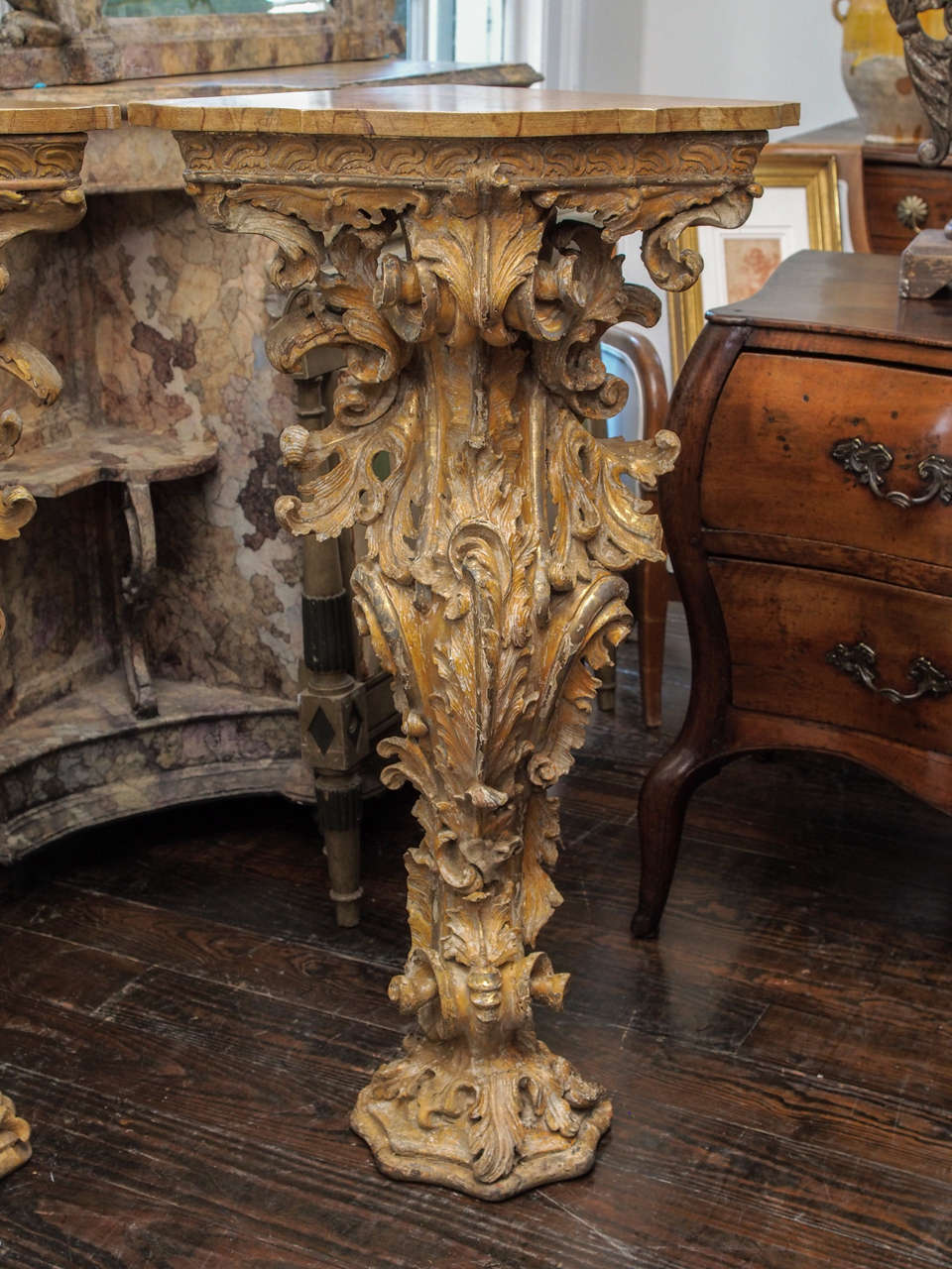 Baroque Exceptional Pair of Italian 19th Century Consoles For Sale