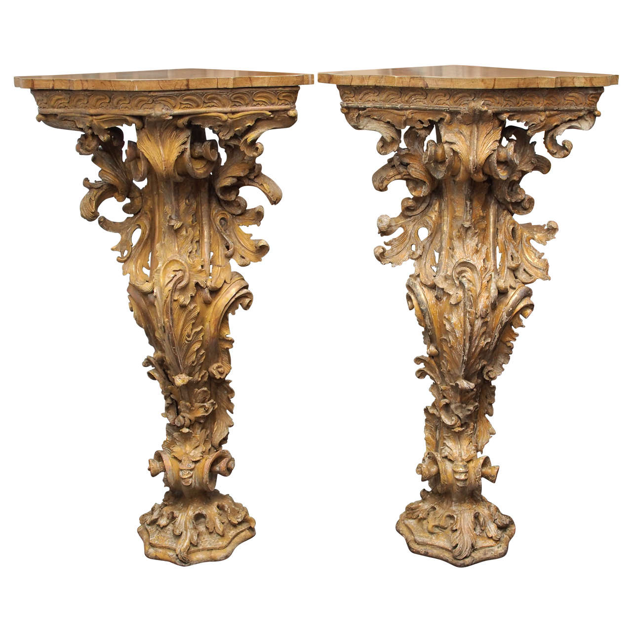 Exceptional Pair of Italian 19th Century Consoles For Sale