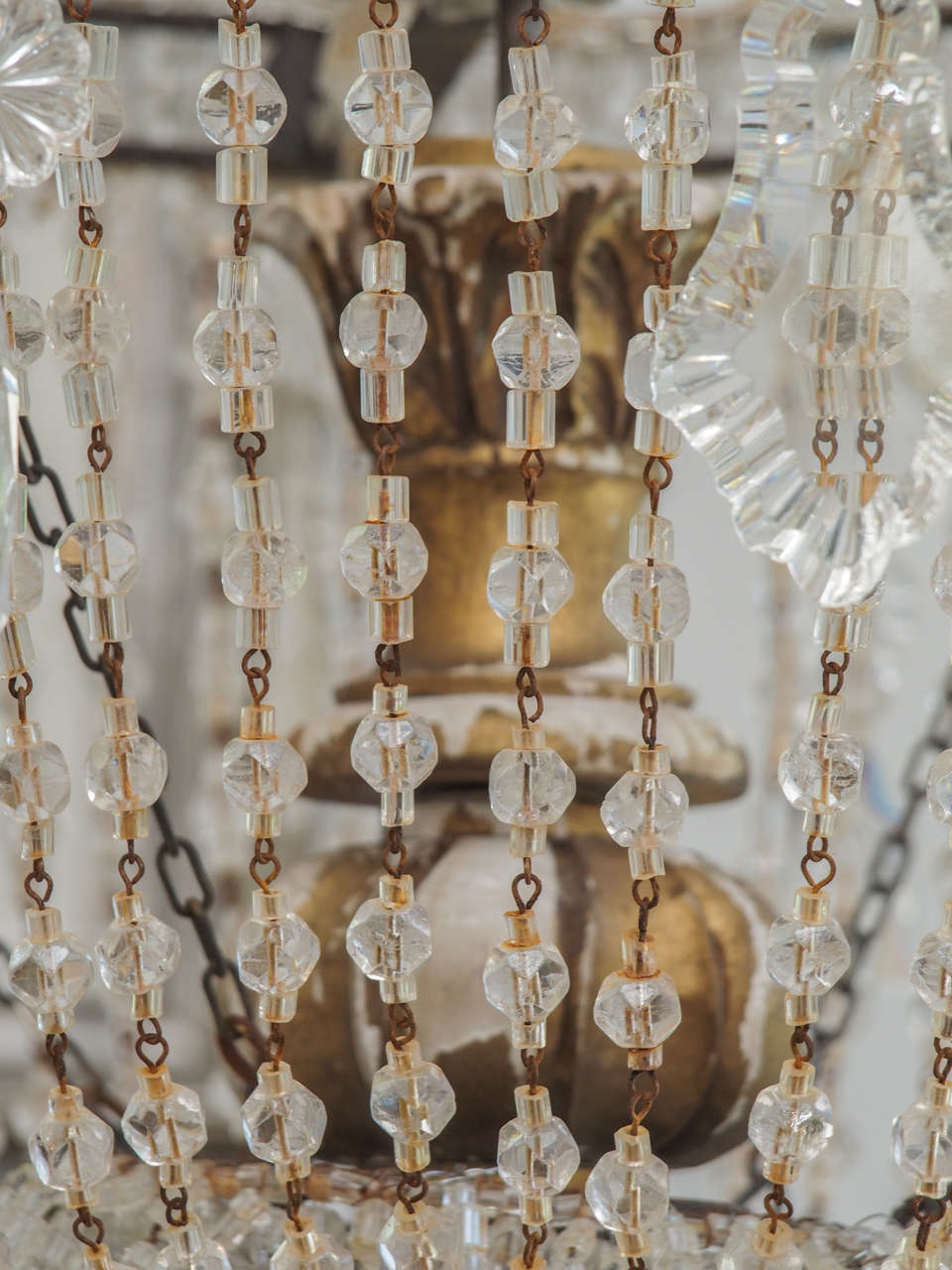 French 19th Century Repousse Crystal and Gilt Tole Chandelier For Sale 4