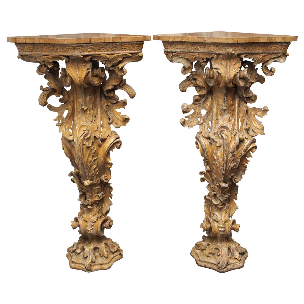 Exceptional Pair of Italian 19th Century Consoles For Sale at 1stDibs